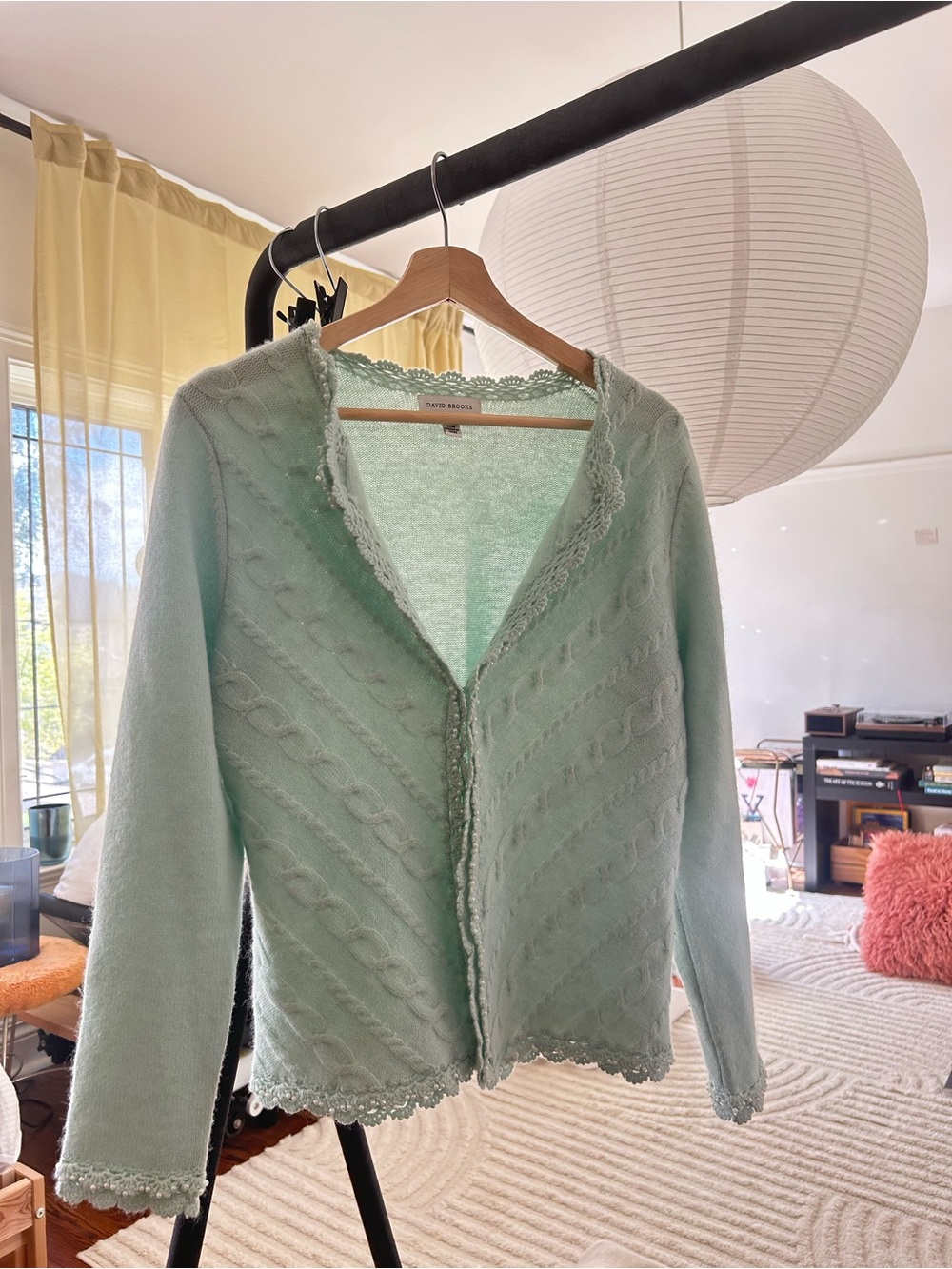 Sezane Inspired Vintage Mint -Knit Cardigan